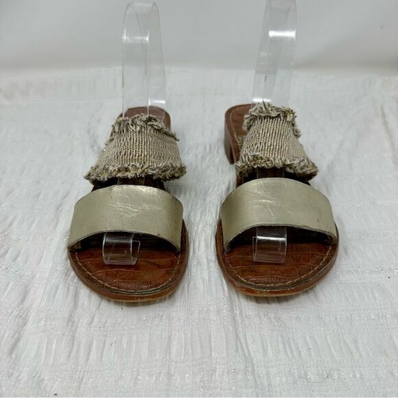 Sam Edelman Jeni Metallic Leather & Fringe Slide Sandals- Size 7 - Picture 9 of 13